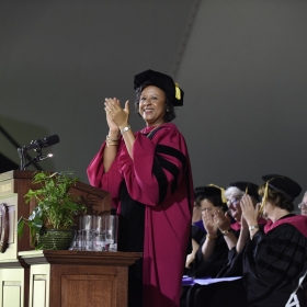 President Johnson applauds the Class of 2018.