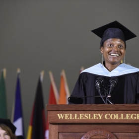 A photo of Commencement speaker Tracy K. Smith