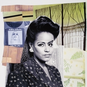 Clarivel黑色上衣与白色丝带,2016年,Mickalene托马斯