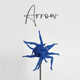 The cover of ARROW shows an illustration of a flower motif with its petals rendered as dark-blue women's legs.