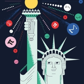 我llustration of the Statue of Liberty with math symbols radiating from her torch