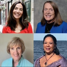图片显示Pamela Meiselman Boulet '87，Denny Rainie Donovan '79，Anne Davis Kennedy '66，And Michelle Tinsley Leonard '77。