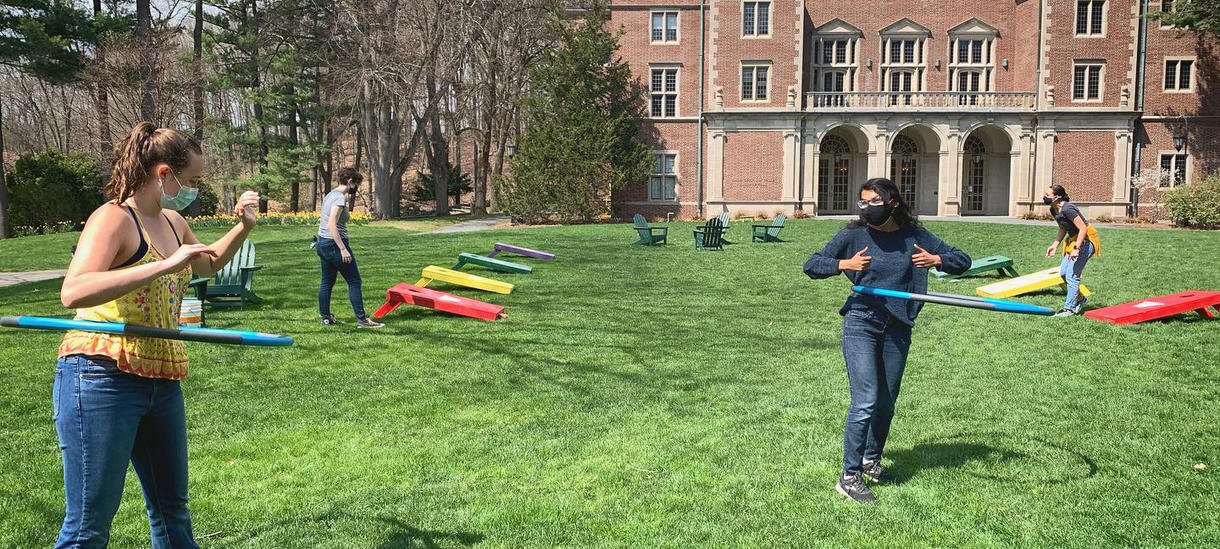 Students outside during stress less week