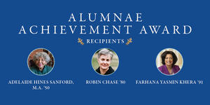 莎草成就获奖者的照片和文本读到“alumnae成就奖获得者”